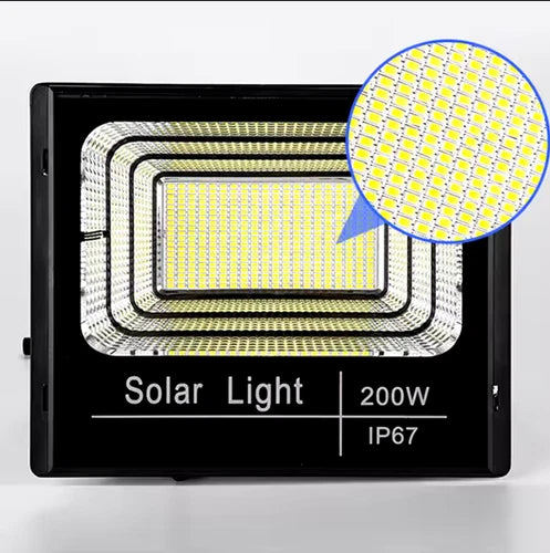 FARO LED con pannello SOLARE 200W luce FREDDA faretto per ESTERNO CASA GIARDINO