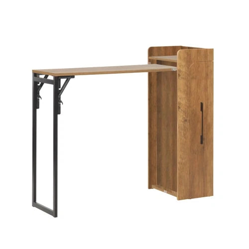 BANCO BAR CON PORTA BOTTIGLIE MARRONE SCURO 122X44,5X108CM