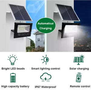 FARO LED con pannello SOLARE 200W luce FREDDA faretto per ESTERNO CASA GIARDINO