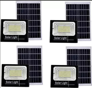 4 X FARO LED 100 Watt SMD Luce Bianca Con PANNELLO SOLARE E SENSORE telecomando