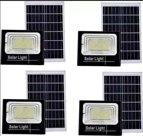 4 X FARO LED 100 Watt SMD Luce Bianca Con PANNELLO SOLARE E SENSORE telecomando