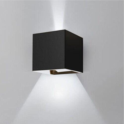 APPLIQUE LED COB LAMPADA PARETE 20W QUADRATO NERO FREDDO INTERNO ESTERNO 18