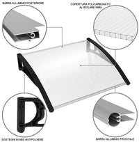 Pensilina Tettoia Modulare 100x80 Cm Tetto Esterno Alveolare Policarbonato Resistente Trasparente