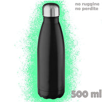 PORTATILE BORRACCIA BOTTIGLIA D'ACQUA ACCIAIO INOX TERMICA CALDO FREDDO 500 ML