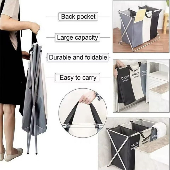 CESTO 3 CONTENITORI PORTA BIANCHERIA PANNI SPORCHI CONTENITORE BAGNO LAVANDERIA