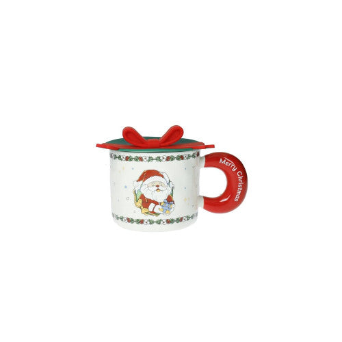 MUG FIOCCO ROSSO NEW BONE CHINA  C/TAPPO SILICONE