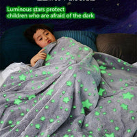 COPERTA PLAID LUMINOSA CALDA MAGICA STELLE FLUORESCENTE MORBIDA 120X150 CM