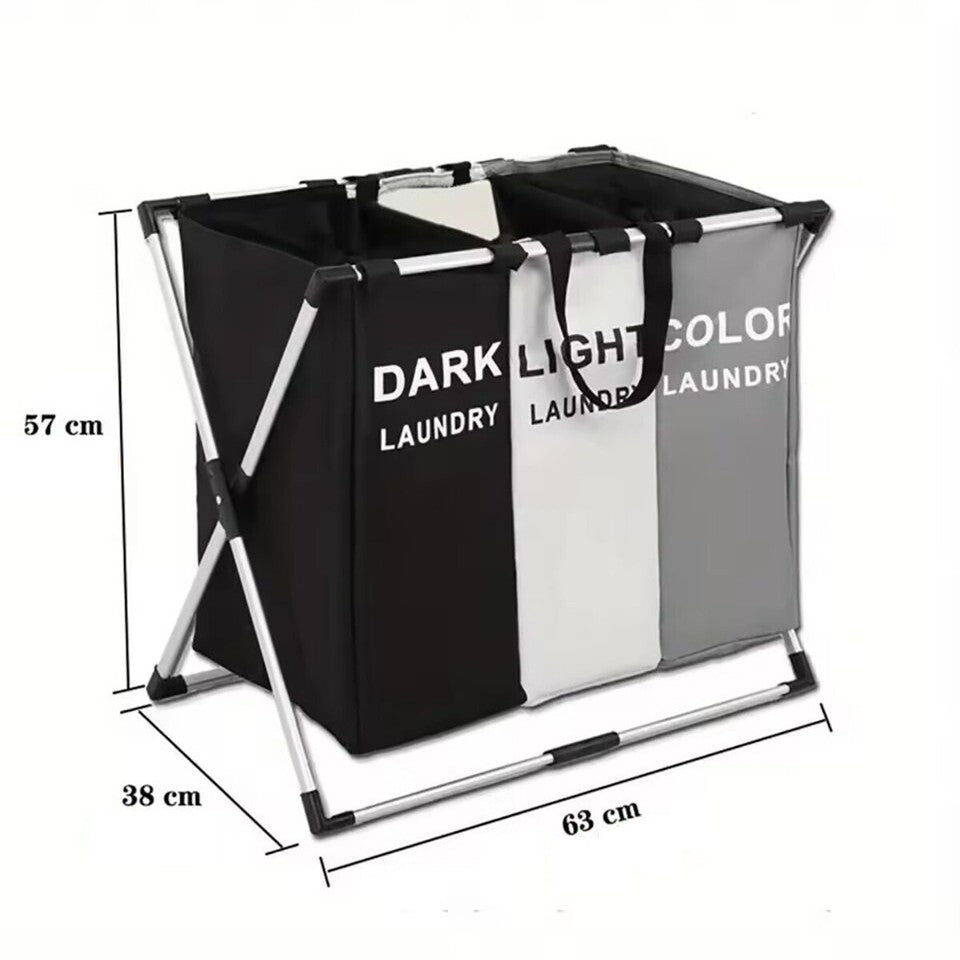 CESTO 3 CONTENITORI PORTA BIANCHERIA PANNI SPORCHI CONTENITORE BAGNO LAVANDERIA