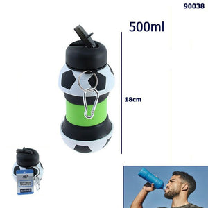 BORRACCIA SPORTIVA BOTTIGLIA 500ML PALESTRA PIEGHEVOLE PALLONE CALCIO 90038