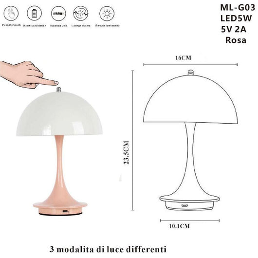 LAMPADA TAVOLO TOUCH LED MODERNA RICARICABILE BAR HOTEL RISTORANTE ROSA ML-G03