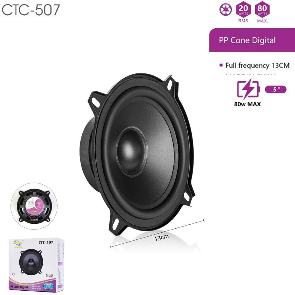 CASSA AUTO ALTOPARLANTE AUDIO DA 13 CM 20W RMS E 80W MAX SPEAKER CTC-507