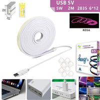 STRISCIA LED FLESSIBILE PER GANCI CON BINARIO SOFFITTO SCRITTA USB LUCE ROSA