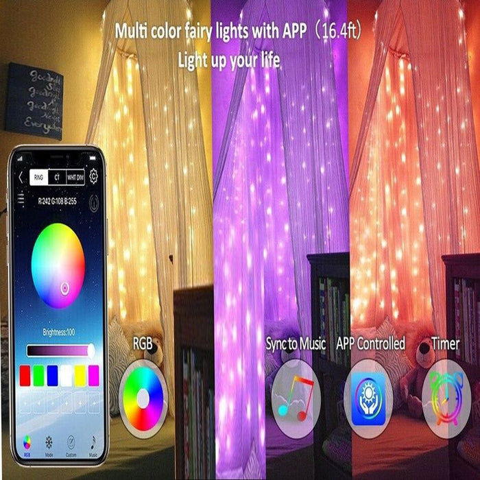 STRISCIA 300 LED 30MT BLUETOOTH RGB SMART APP LUCI DI NATALE IP20 ALBERO