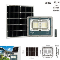FARO LED CON PANNELLO SOLARE LUCE FREDDA FARETTO LED CASA GIARDINO ESTERNO 600W