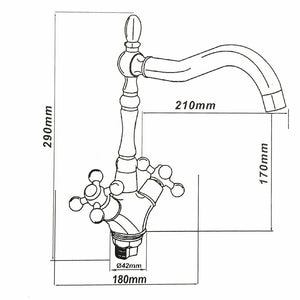 RUBINETTO LAVELLO CUCINA CANNA ALTA ANTICO MISCELATORE LAVANDINO CROMATO JH-1693