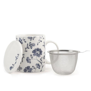 Tisaniera bianco/blu seta con filtro in acciaio inox cc 340.