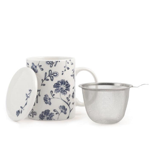 Tisaniera bianco/blu seta con filtro in acciaio inox cc 340.