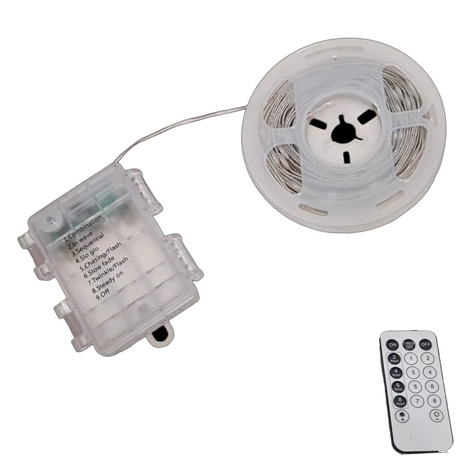 STRISCIA LED 10M 100 LED RGB MULTICOLORE A BATTERIA LUCE LUCI NATALE ALBERO FILO