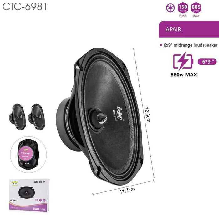 ALTOPARLANTE STEREO AUTO 22X15CM COPPIA CASSA DIFFUSORE AUDIO 380W 2 VIE 6X9''