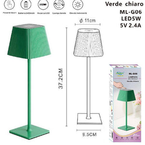 LAMPADA TAVOLO TOUCH LED MODERNA RICARICABILE BAR HOTEL RISTORANTE VERDE ML-G06