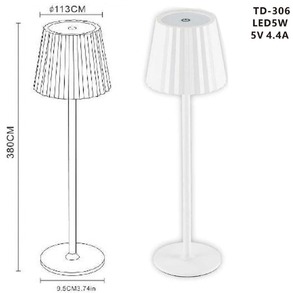 LAMPADA TAVOLO TOUCH LED MODERNA RICARICABILE BAR HOTEL RISTORANTE BIANCO TD-306