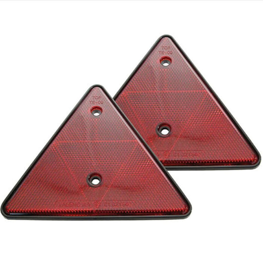 RIFLETTORE CATARIFRANGENTE TRIANGOLO TRIANGOLARE ROSSO PER RIMORCHI ROULOTTE 2PZ