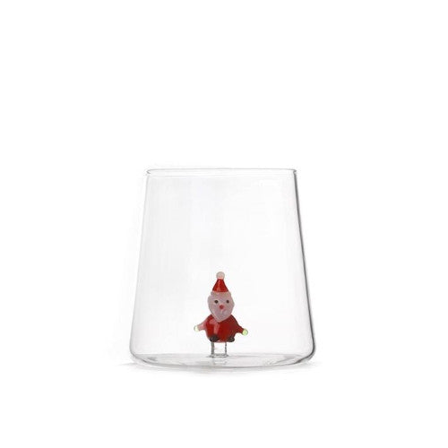 Bicchiere in vetro borosilicato 48 cl con decoro Babbo Natale