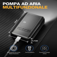 MINI COMPRESSORE AD ARIA AUTO PORTATILE GONFIATORE RICARICABILE DISPLAY LED AUTO