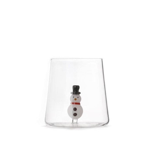 Bicchiere in vetro borosilicato 48 cl con decoro Pupazzo di neve