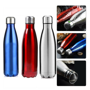 PORTATILE BORRACCIA BOTTIGLIA D'ACQUA ACCIAIO INOX TERMICA CALDO FREDDO 500 ML