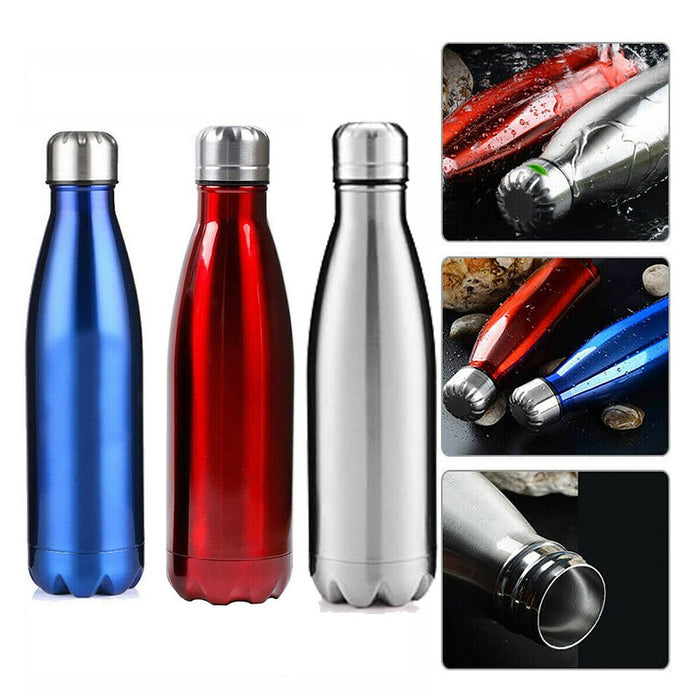 PORTATILE BORRACCIA BOTTIGLIA D'ACQUA ACCIAIO INOX TERMICA CALDO FREDDO 500 ML