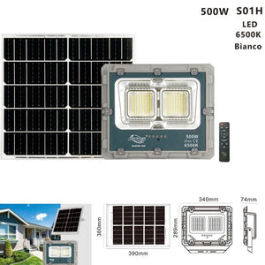 FARO LED CON PANNELLO SOLARE LUCE FREDDA FARETTO LED CASA GIARDINO ESTERNO 500W