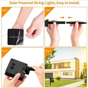 LUCI DI NATALE CATENA 100 MICRO LED LUMINOSA NATALIZIA ENERGIA SOLARE 10MT RAME