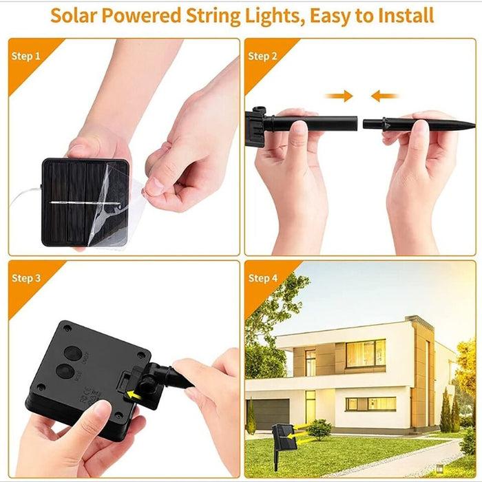 LUCI DI NATALE CATENA 100 MICRO LED LUMINOSA NATALIZIA ENERGIA SOLARE 10MT RAME