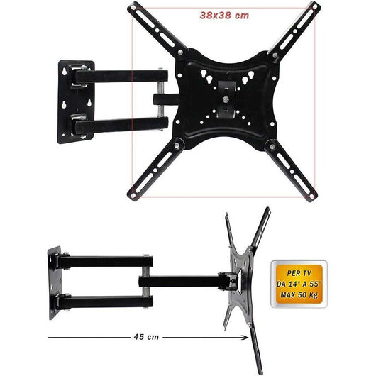 SUPPORTO STAFFA BRACCIO TV TELEVISORE LCD PLASMA LED DA 14 A 55 POLLICI 117B-2