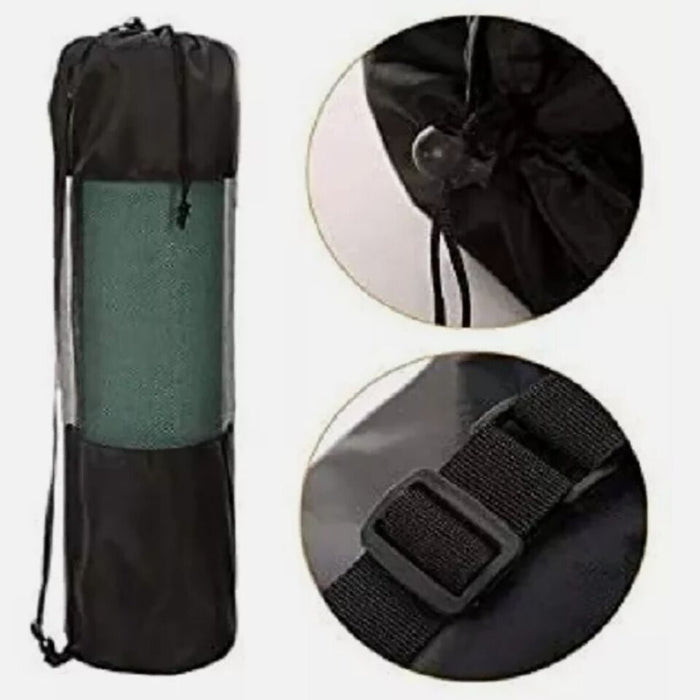 SACCA BORSA PORTA TAPPETINO TRASPORTA TAPPETO YOGA NERO TRACOLLA SPORT 69X21CM