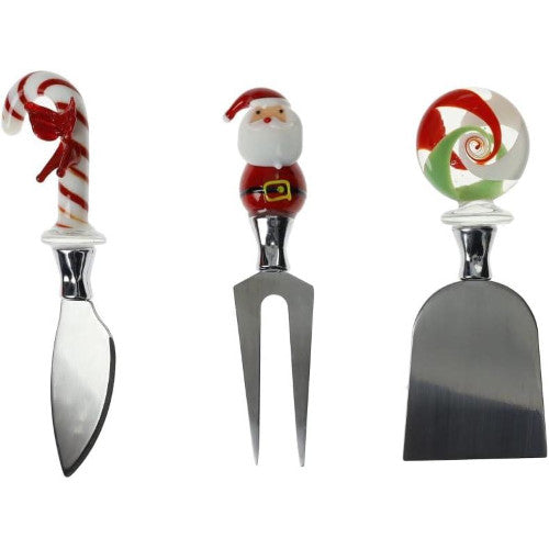 COLTELLI FORMAGGIO CHRISTMAS SET 3 PEZZI VETRO/INOX