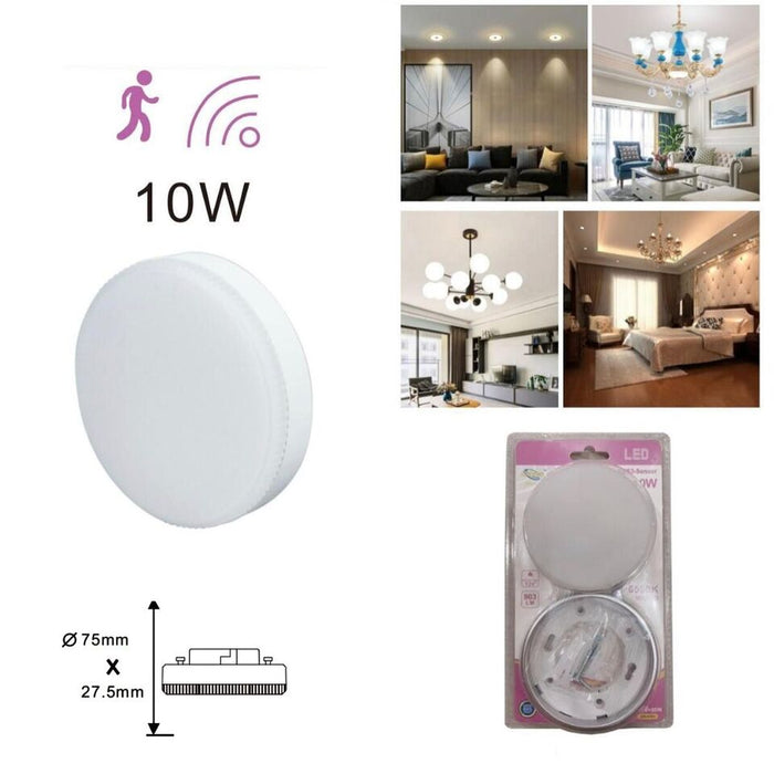 LAMPADINA LED GX53 10W 905LM DISCO TONDO 6500K SENSORE MOVIMENTO OPACO BL-1484