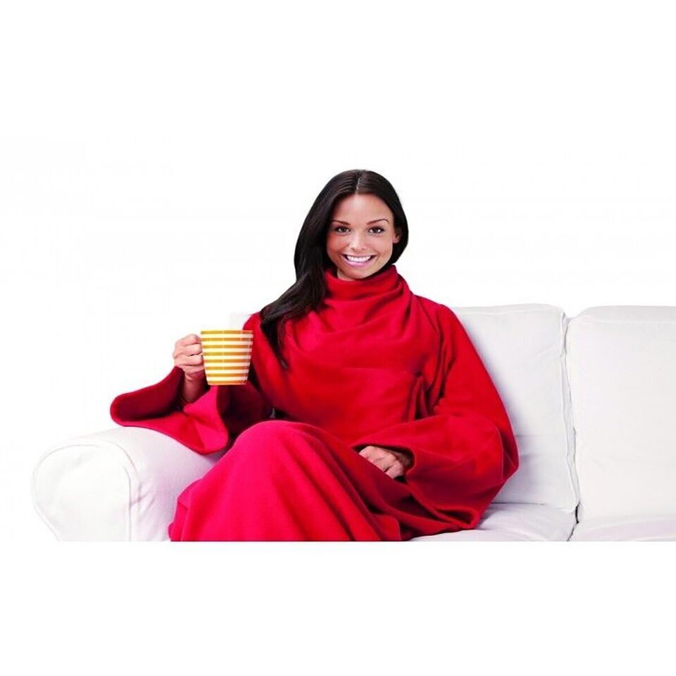 COPERTA CON MANICHE PLAID CALDO INVERNO UNISEX UOMO DONNA SOFFICE CASA