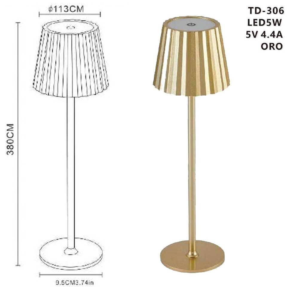 LAMPADA TAVOLO TOUCH LED MODERNA RICARICABILE BAR HOTEL RISTORANTE ORO TD-306