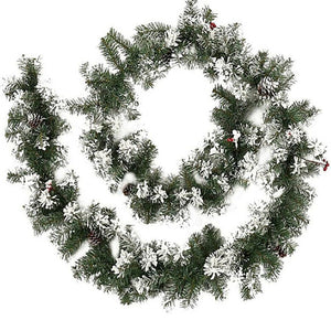 GHIRLANDA DI NATALE ADDOBBI RAMI BACCHE NEVE ARCO DECORAZIONI TRALCIO INNEVATO