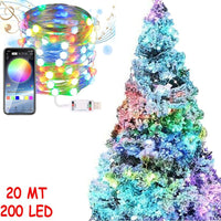 STRISCIA 200 LED 20MT BLUETOOTH RGB SMART APP LUCI DI NATALE IP20 ALBERO