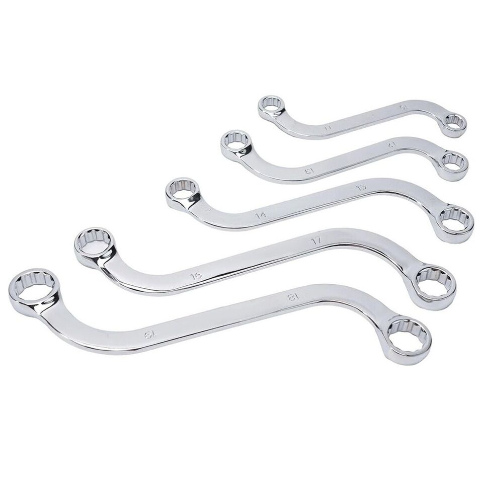 SET 5 CHIAVI DA MECCANICO COMBINATE TIPO S FISSE AUTO ANELLO POLIGONALI 10-19MM