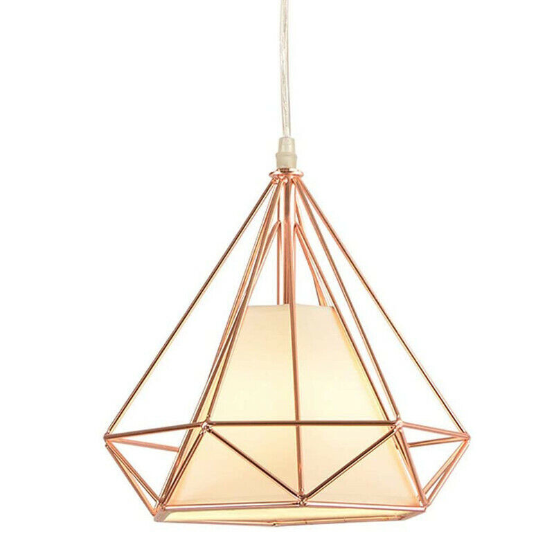 LAMPADARIO GABBIA METALLO INDUSTRIALE RETRO E27 PENDENTE VINTAGE ORO ROSA SJ100