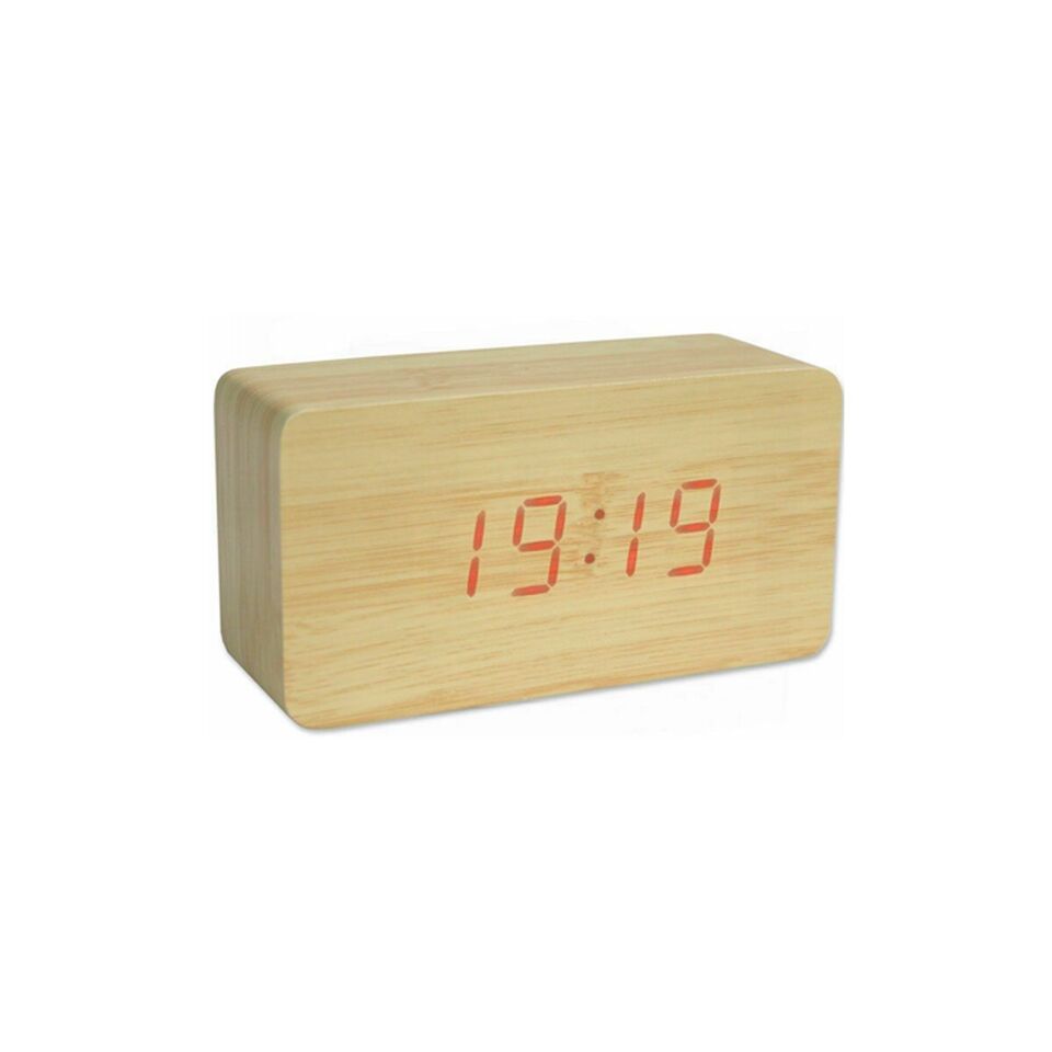 SVEGLIA OROLOGIO DIGITALE LED EFFETTO LEGNO CON SUONO ALLARME E TEMPERATURA 1295