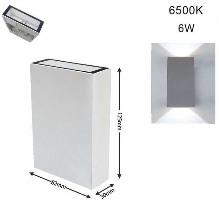 APPLIQUE PARETE LED 6W LAMPADA MURO IP65 MODERNO DOPPIA LUCE FREDDA 6500K 20299
