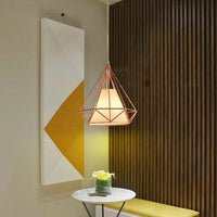 LAMPADARIO GABBIA METALLO INDUSTRIALE RETRO E27 PENDENTE VINTAGE ORO ROSA SJ100