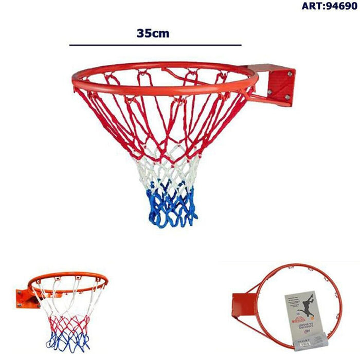 CANESTRO BASKET PALLA PARETE DIAMETRO 35 CM IN METALLO CON RETE 94690
