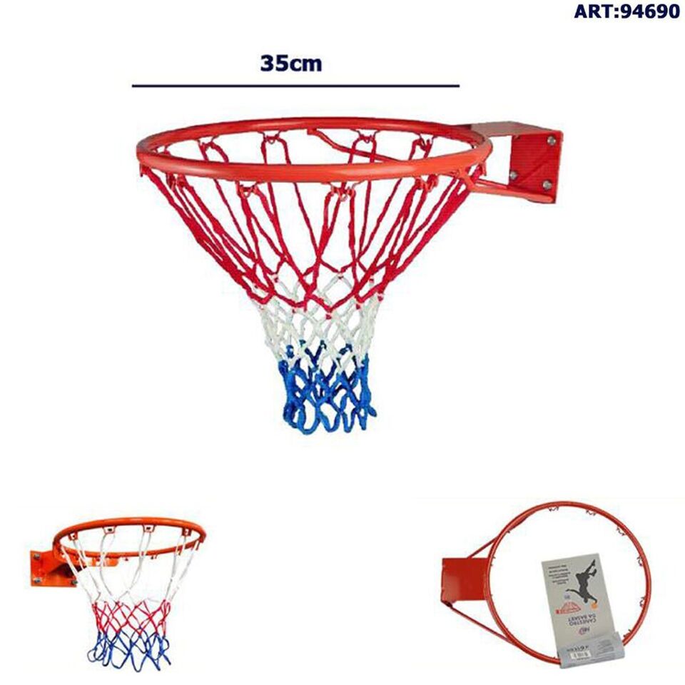 CANESTRO BASKET PALLA PARETE DIAMETRO 35 CM IN METALLO CON RETE 94690