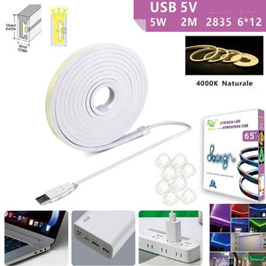 STRISCIA LED FLESSIBILE PER GANCI BINARIO SOFFITTO SCRITTA USB LUCE NATURALE